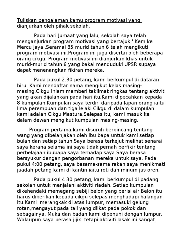 Karangan Kem Motivasi