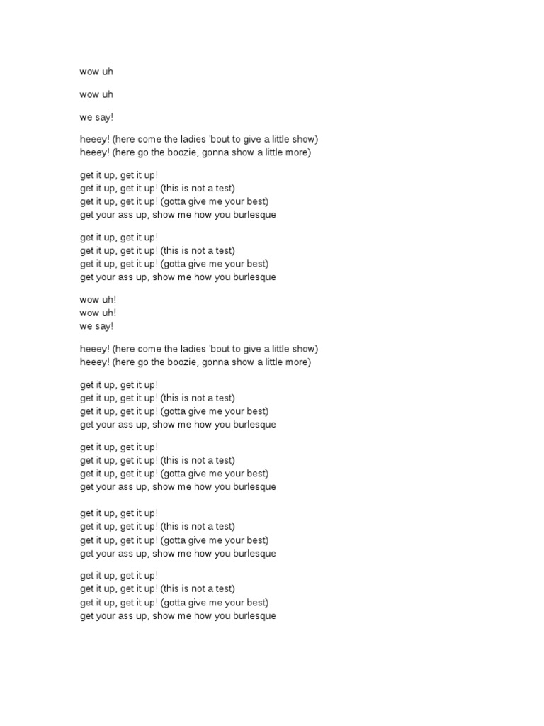Burlesque Performance Lyrics | PDF