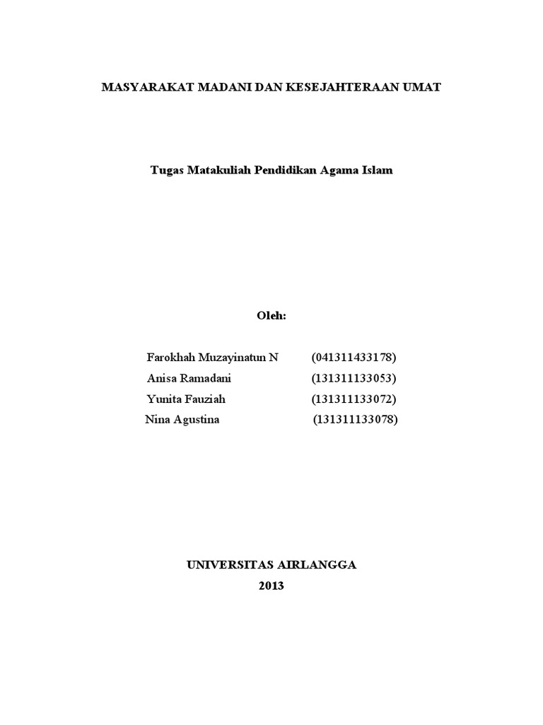Makalah Masyarakat Madani Dan Kesejahteraan Umat