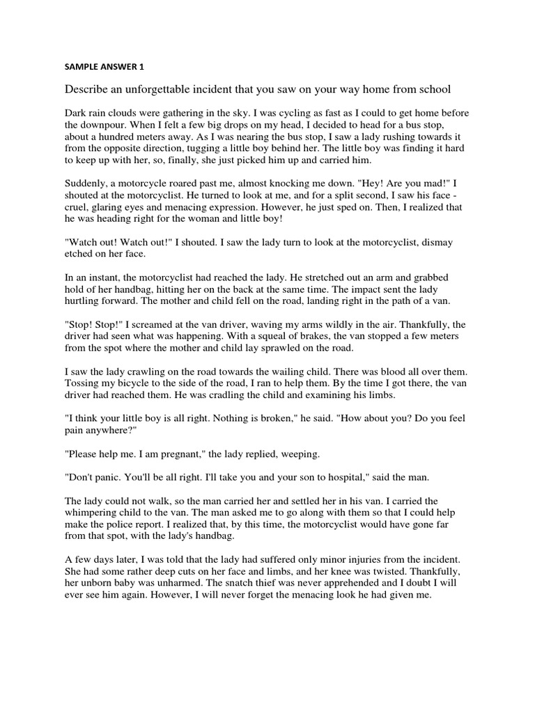 An Unforgettable Experience In My Life: [Essay Example], words GradesFixer