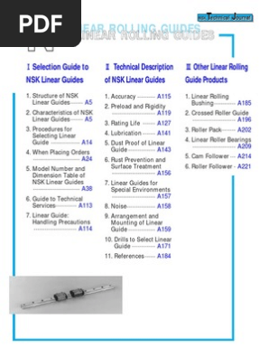 NSK Linear Guides: Selection & Features | PDF | Machining | Friction