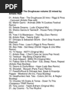 Full Tracklist The Drughouse Volume 22 Mixed by Artistic Raw