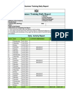 Summer Training Daily Report Template