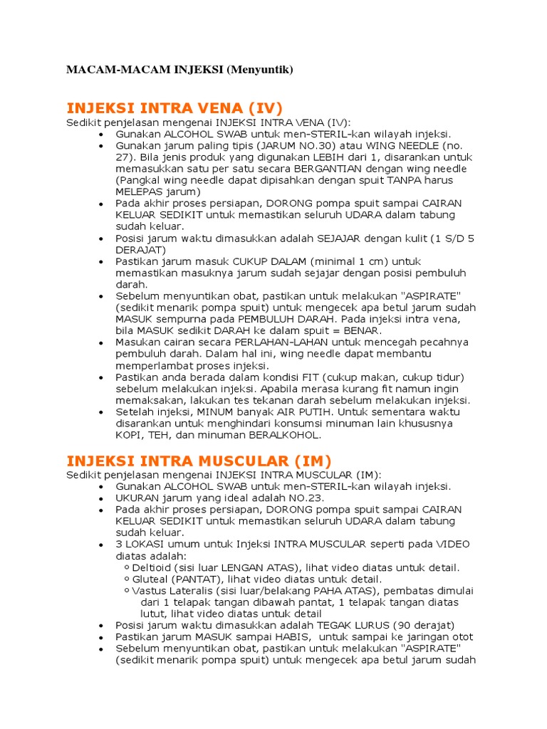 MACAM Injeksi | PDF | Pengembangan Diri