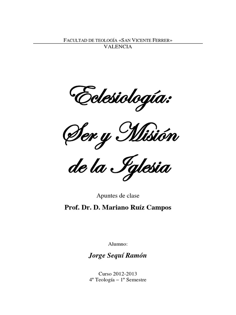 Eclesiología: Ser y Misión de la Iglesia | PDF | Cristo (título ...