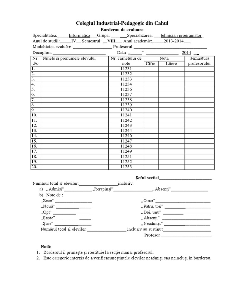 Borderou Model | PDF