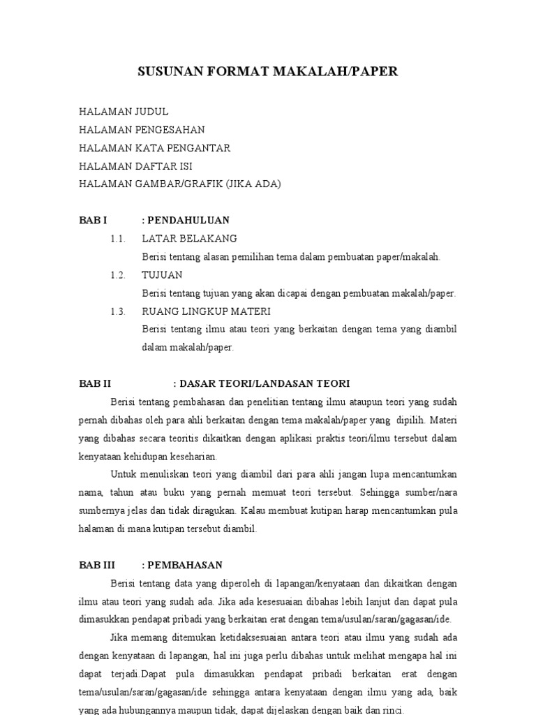 Format Paper Makalah