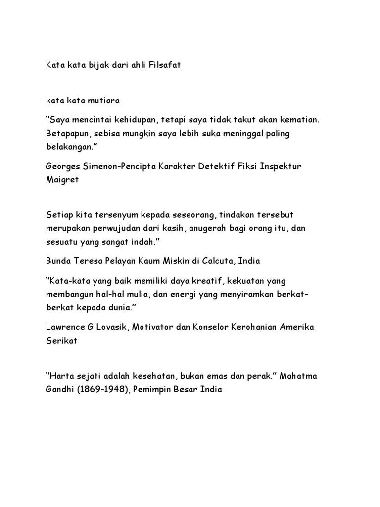  Kata Kata  Bijak Dari Ahli Filsafat 