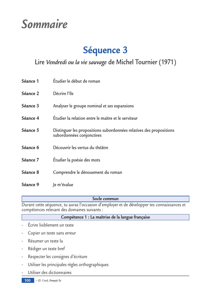 Vendredi Ou La Vie Sauvage Questionnaire 2 Corrigé