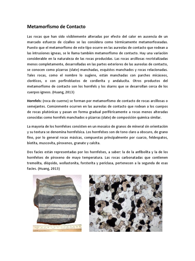 Metamorfismo de Contacto PDF Roca (geología) Minerales