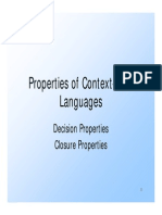 Properties of Context-Free Languages: Decision Properties Closure Properties