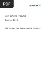 Mark Scheme (Results) Summer 2013: GCE Further Pure Mathematics 2 (6668/01)