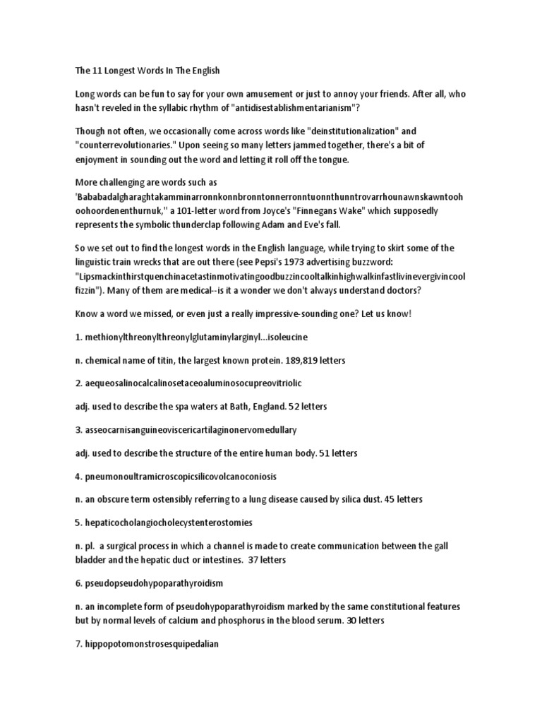 The 11 Longest Words in the English Linguistics Languages