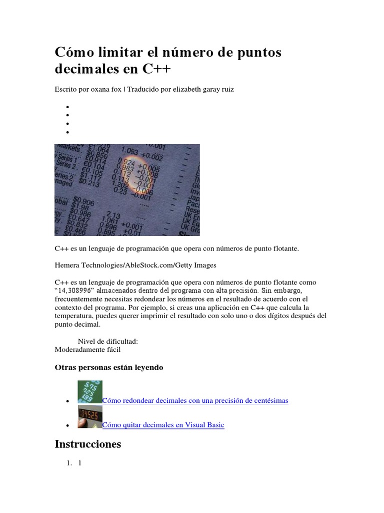 Redondear decimales en C++ | PDF | Informática
