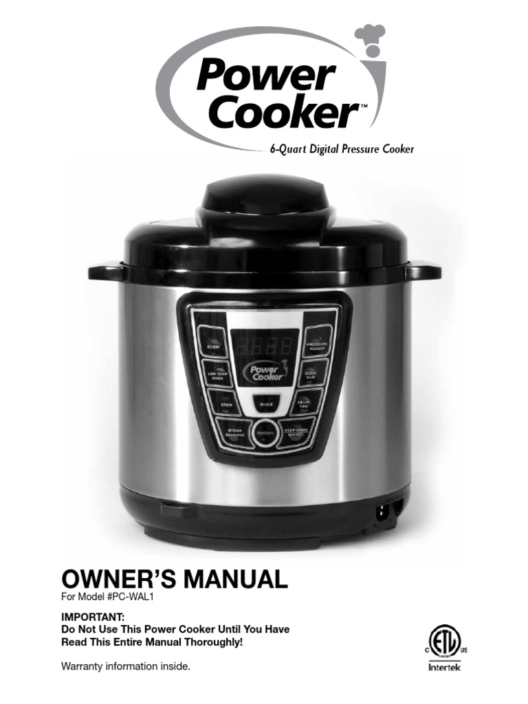 PowerCooker Manual | PDF | Pressure Cooking | Valve