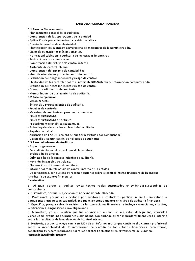 Fases de La Auditoria | PDF | Auditoría financiera | Contralor