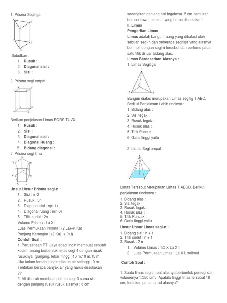 Soal Prisma Dan Limas