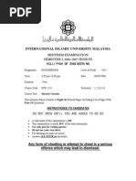 International Islamic University Malaysia: Midterm Examination SEMESTER I, 2006/2007 SESSION