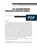 O Eu No Nós - Reconhecimento Como Força Motriz de Grupos. Axel Honneth