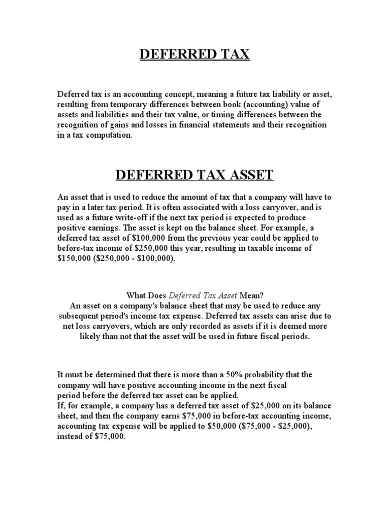 Understanding Deferred Tax Assets and Liabilities | PDF | Deferred Tax ...
