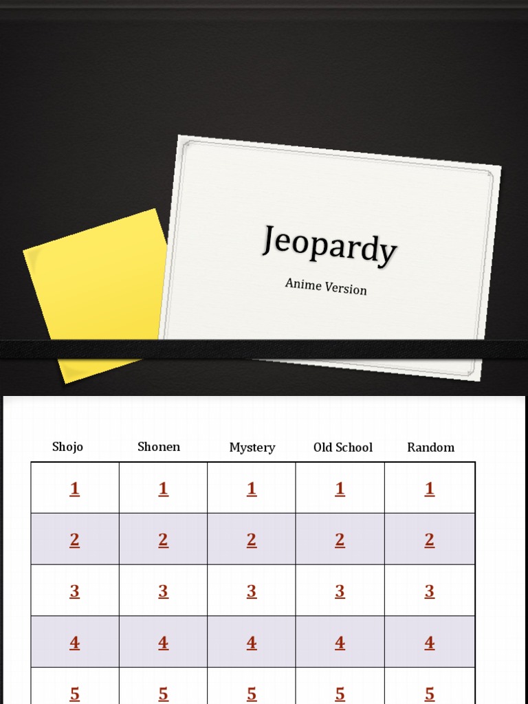 Anime Jeopardy (New) | Shōnen Manga | Japanese Children's Literature