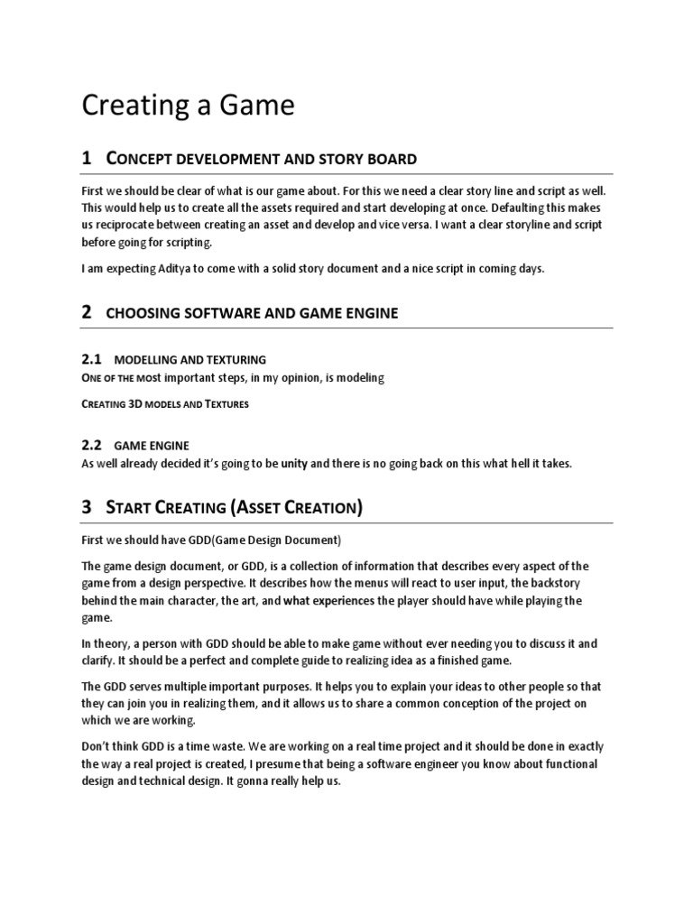 Creating A Game: Oncept Development and Story Board | PDF | Game Design ...