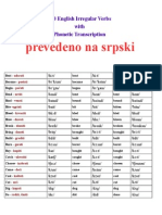 100 Irregular Verbs With Pronunciation - Prevedeno Na Srpski