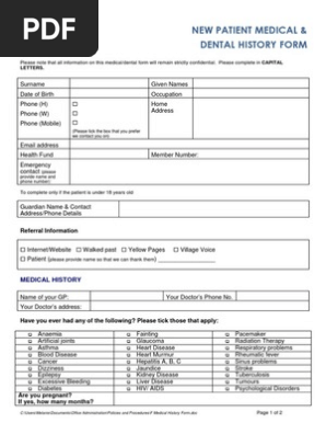 Medical History Form