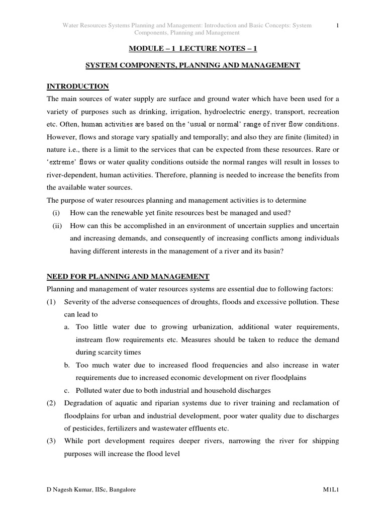 NPTEL Civil Engineering Water Resources Systems Planning and