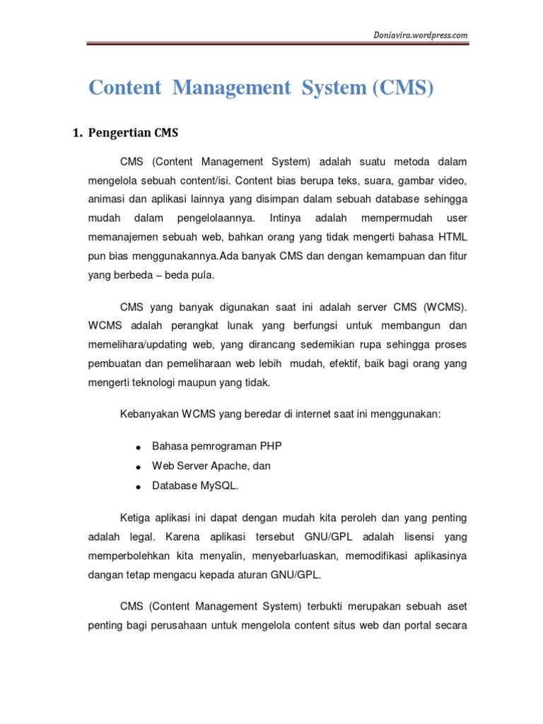 Pengertian dan Manfaat CMS | PDF