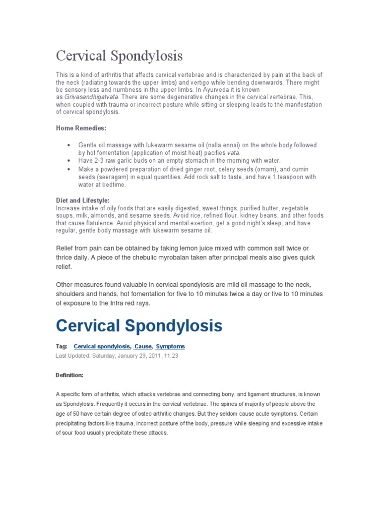 Cervical Spondylosis Download Free Pdf Neck Arthritis