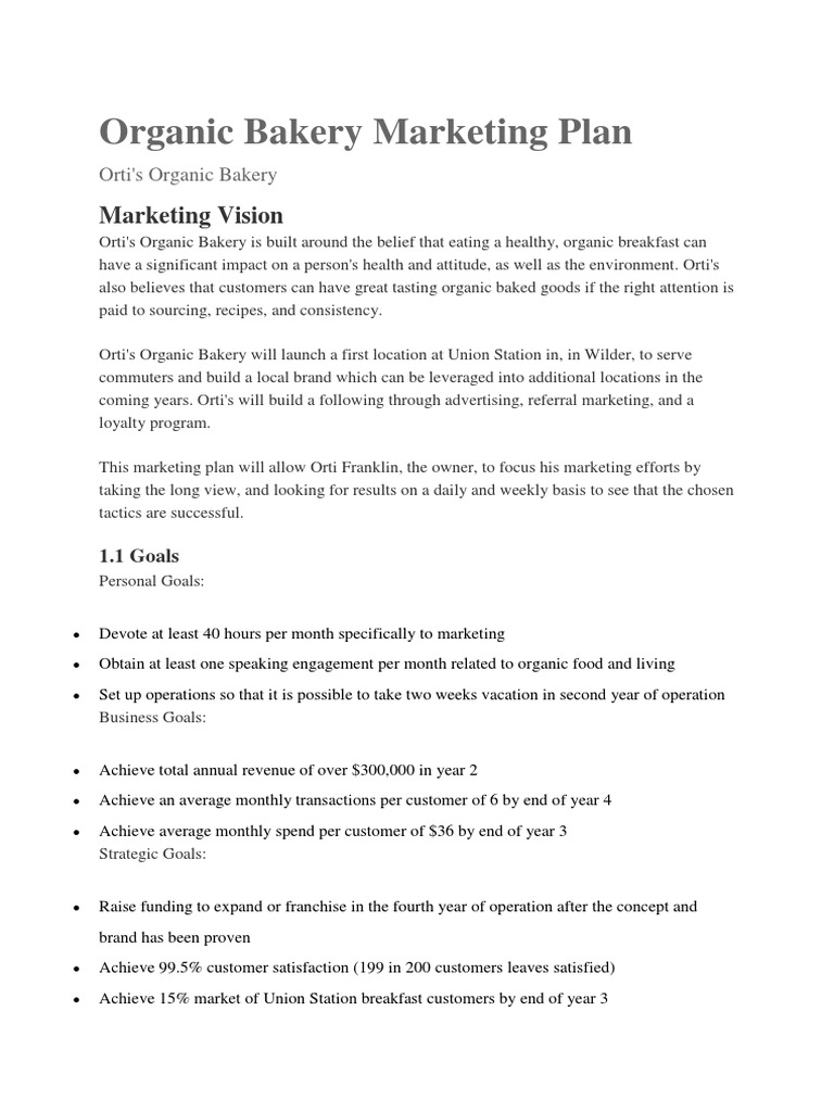 Marketing plan of julies bakeshop essay image