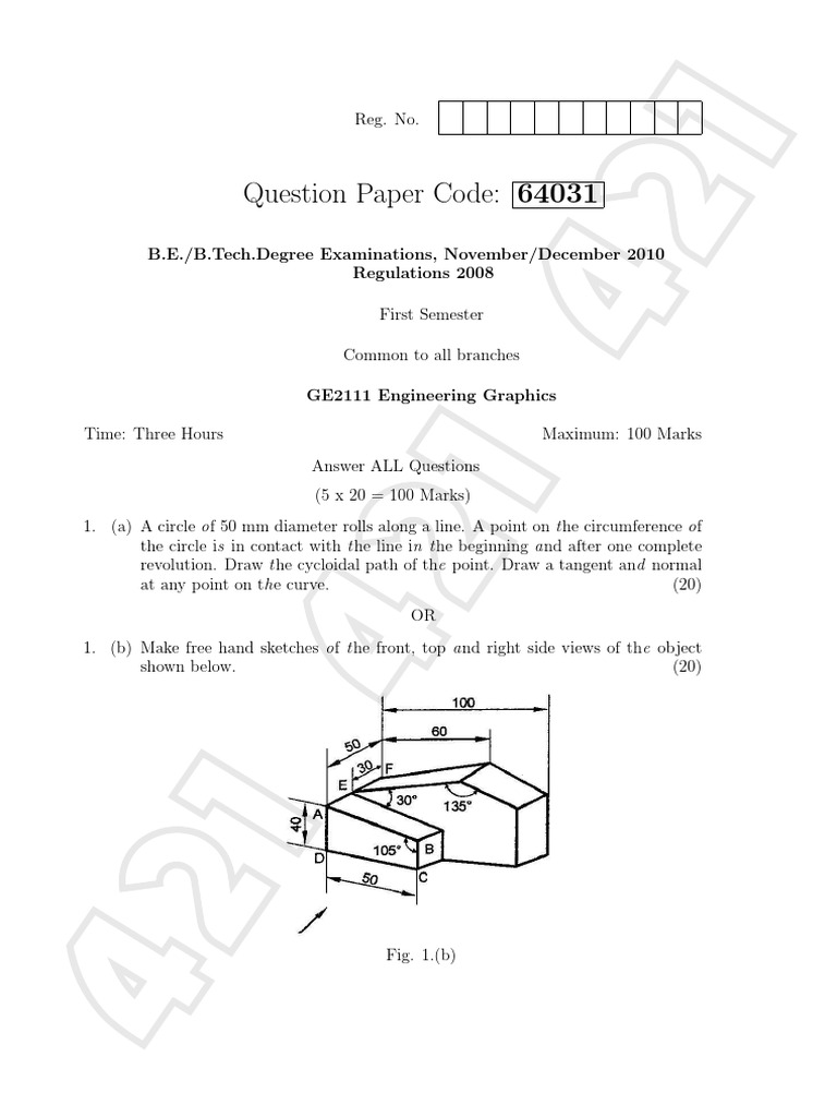 Engineering Graphics Exam Paper GE2111 | PDF | Geometric Shapes | Space