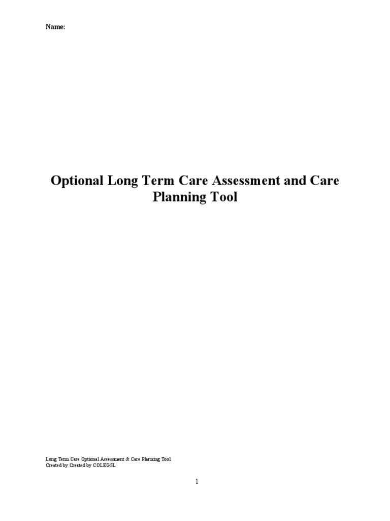 Long Term Care Assessment Tool | PDF | Memory | Urinary Incontinence