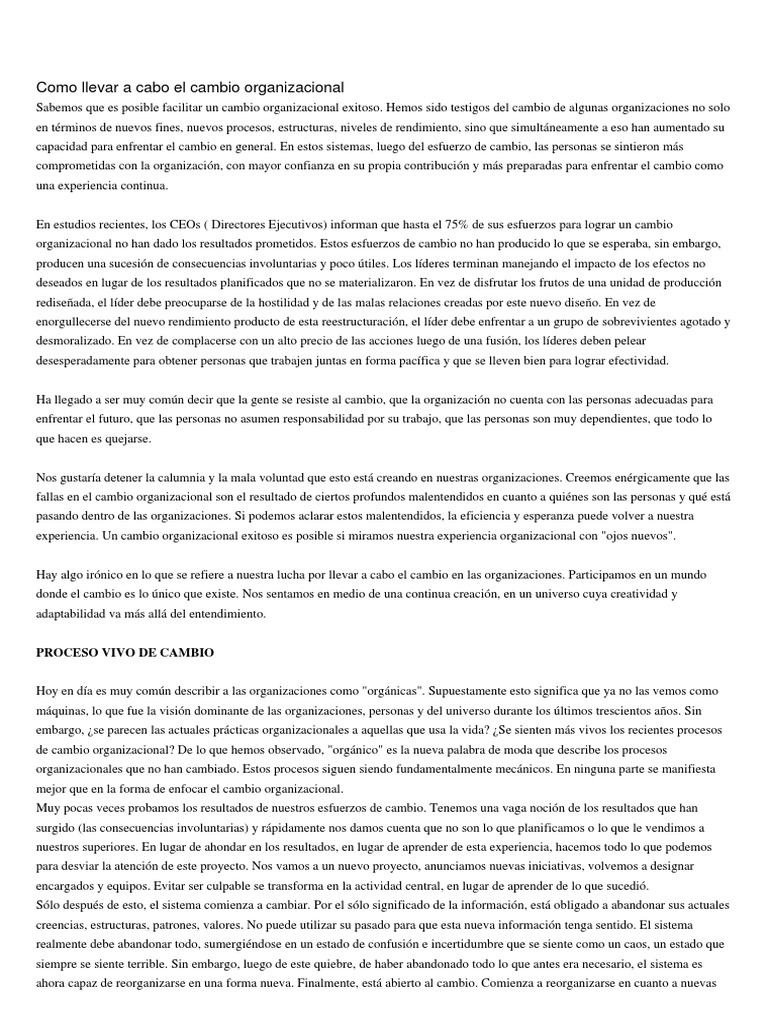 Estrategias para el Cambio Organizacional | PDF | Gestión del cambio | Vida