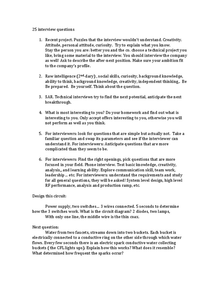 Engineering Interview Prep Guide | PDF | Electronic Oscillator ...
