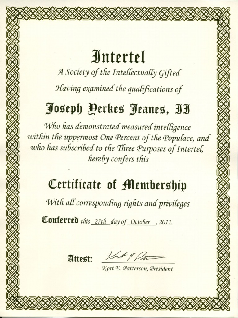 Intertel Lifetime Membership | PDF