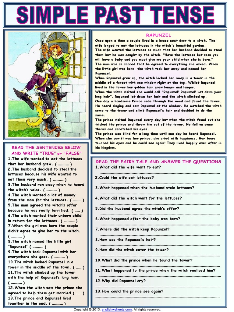 Simple Past Tense Rapunzel 1 Pdf Rapunzel