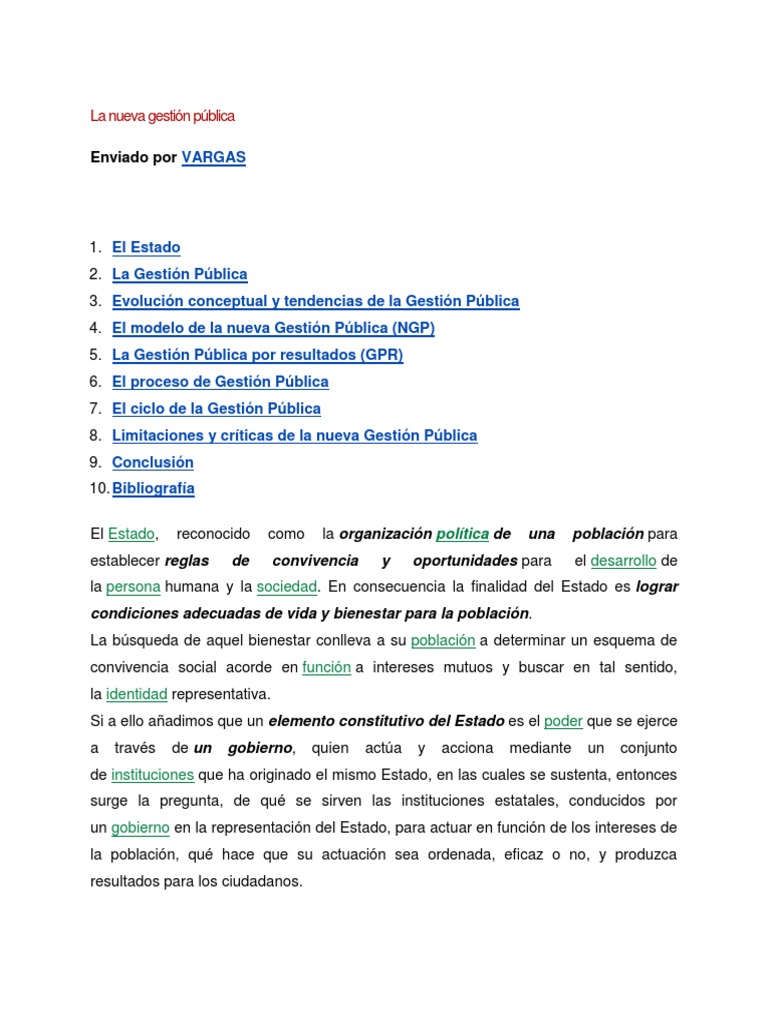 La Nueva Gestión Pública | PDF | Administración Pública | Estado (política)
