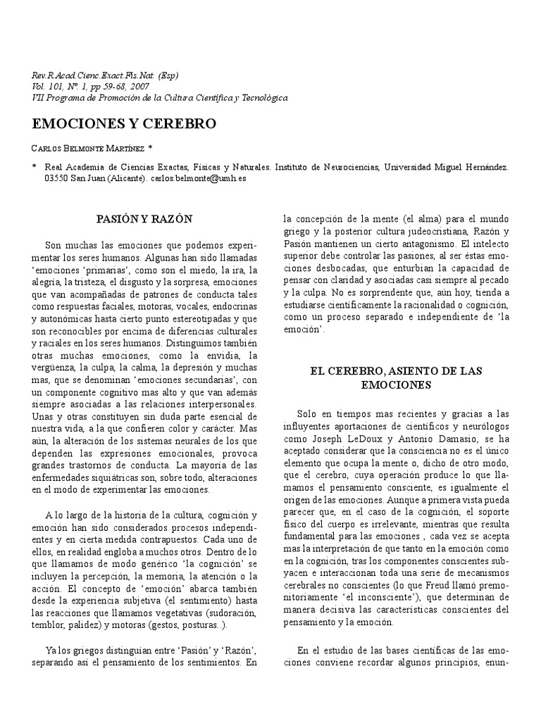 Emocion y Cerebro | PDF | Amígdala | Las emociones