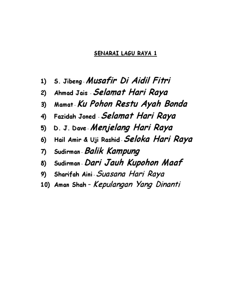 Lagu-Lagu Raya 1 | PDF