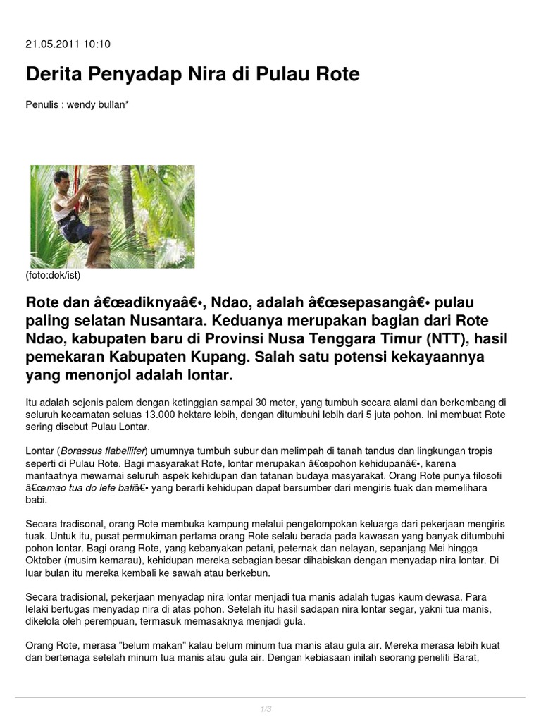 Derita Penyadap Nira Di Pulau Rote
