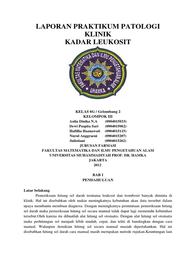 Laporan Praktikum Patologi Klinik