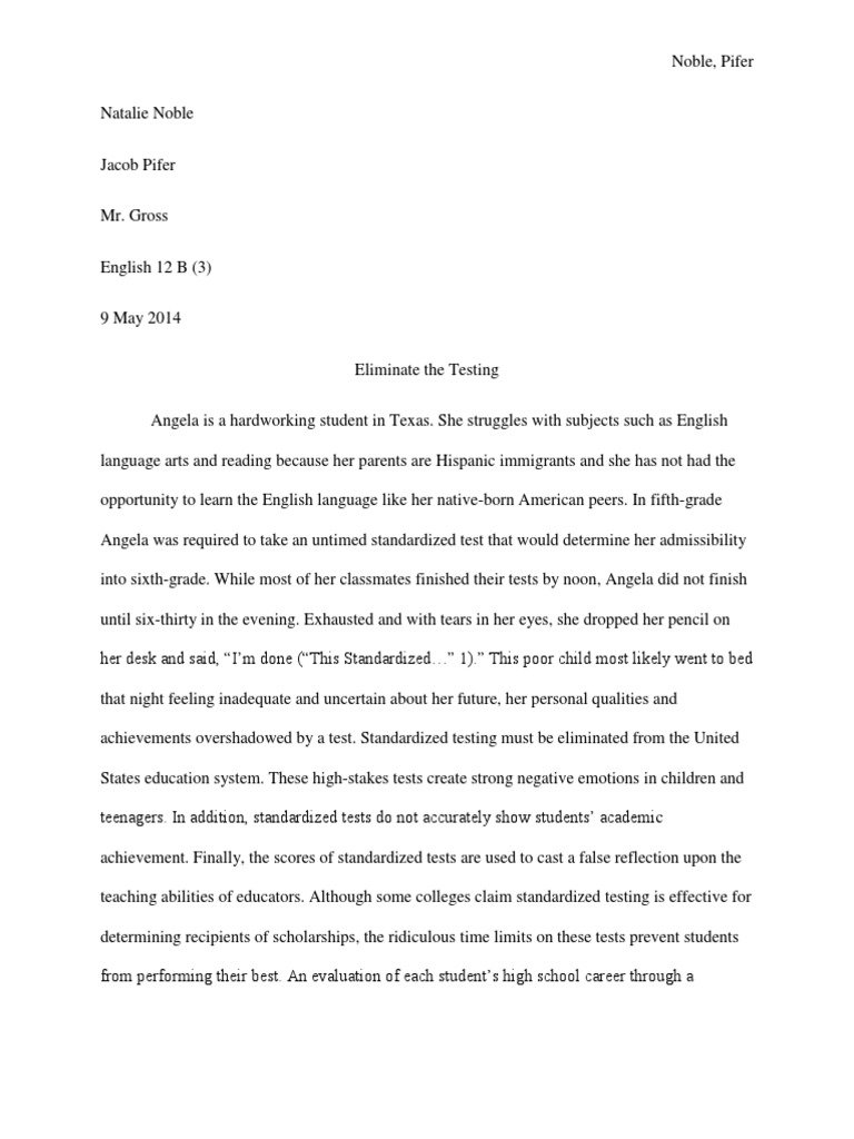 standardized testing research paper