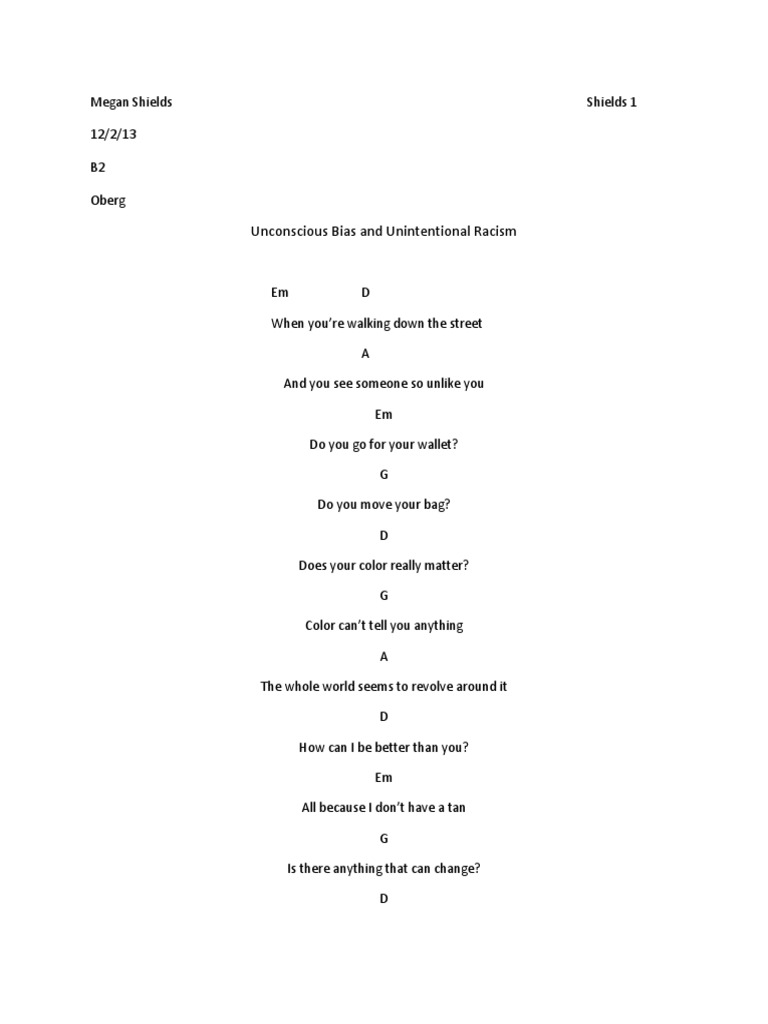 Unconscious Bias & Racism Poem | PDF