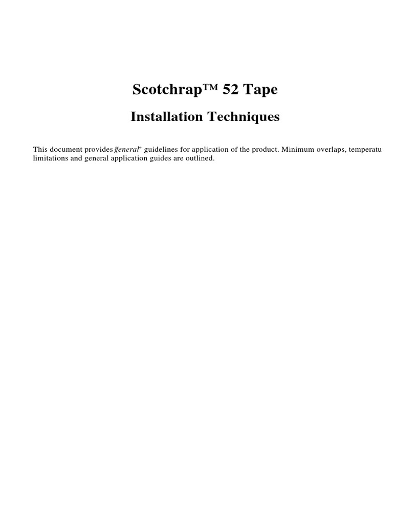 Scotchrap™ 52 Tape Installation Techniques PDF Implied Warranty
