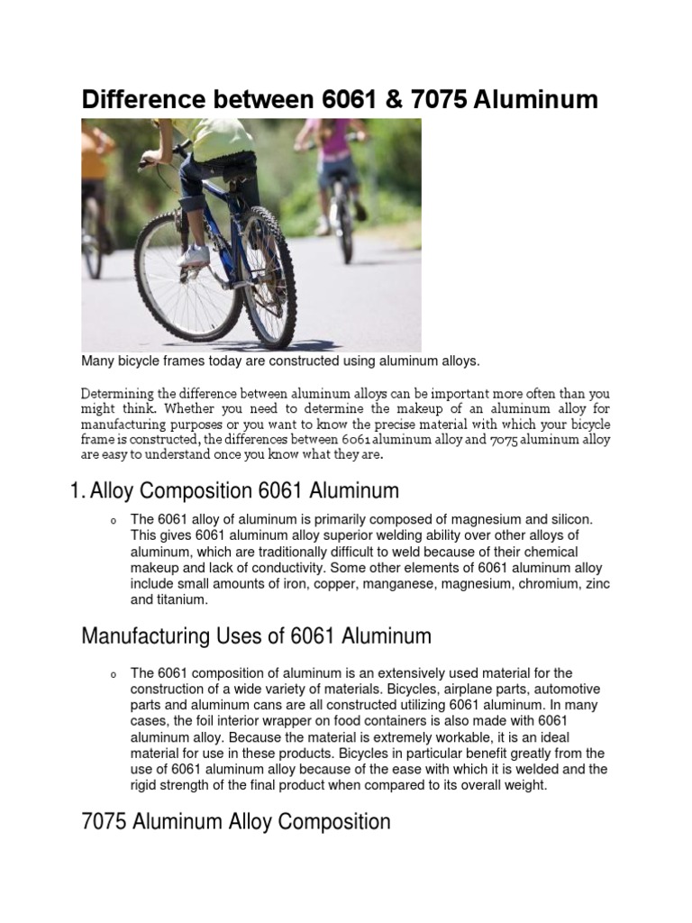 Difference between 6061 & 7075 Aluminum