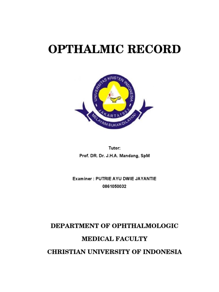Ophthalmic Record: Cataract Diagnosis | PDF | Science & Mathematics