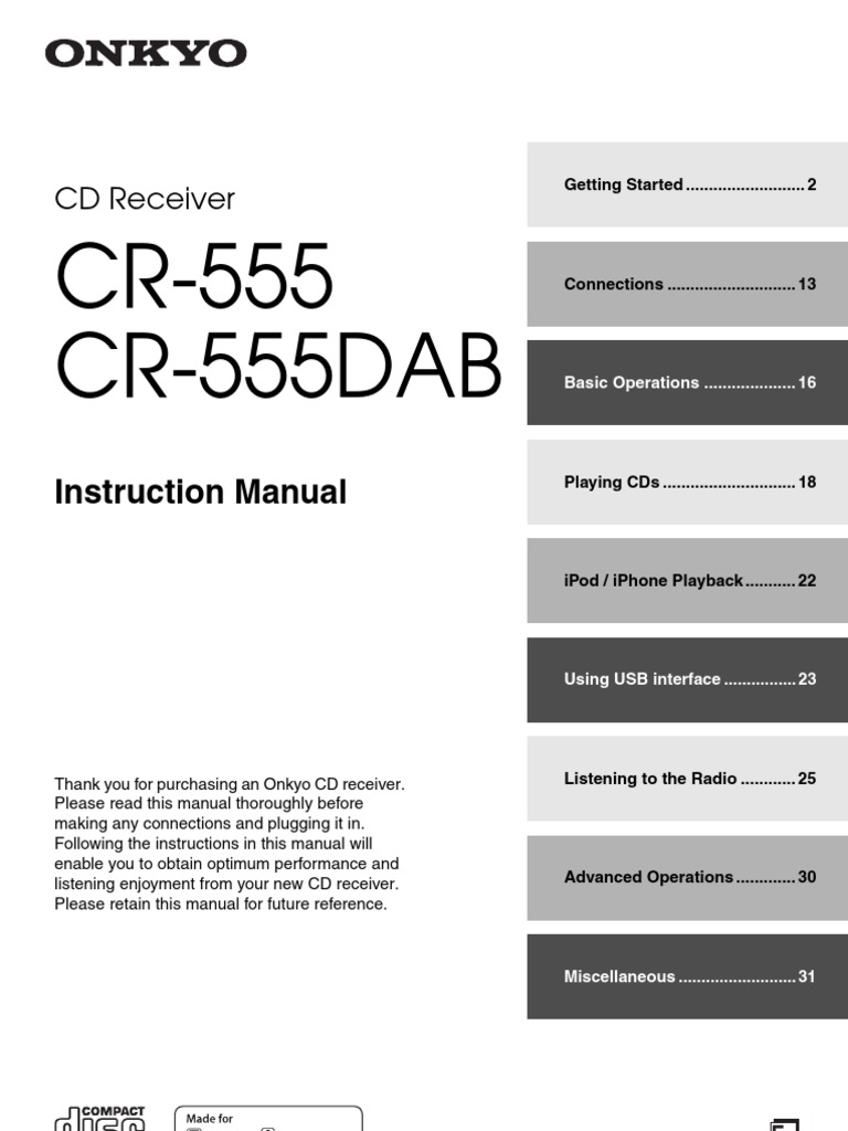 Onkyo CR 555 | PDF | I Pod | I Phone