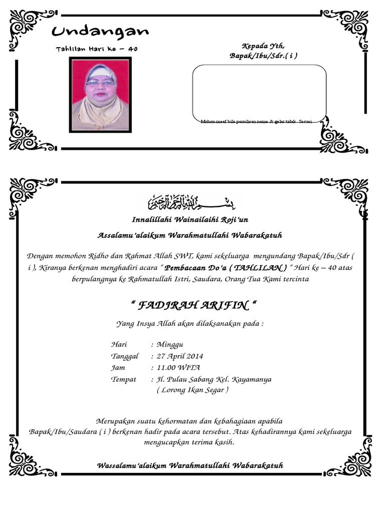 Contoh Undangan Pernikahan Orang Tua Almarhum Detil Gambar